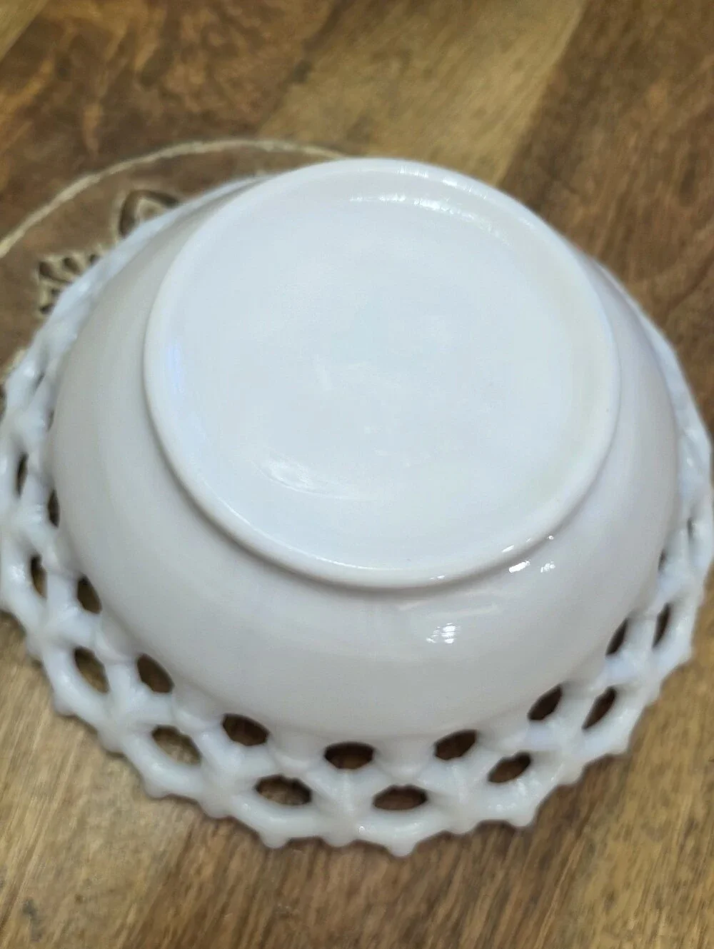 Vtg Westmoreland Milk Glass Doric Open Lace Edge Pedestal Bowl 9